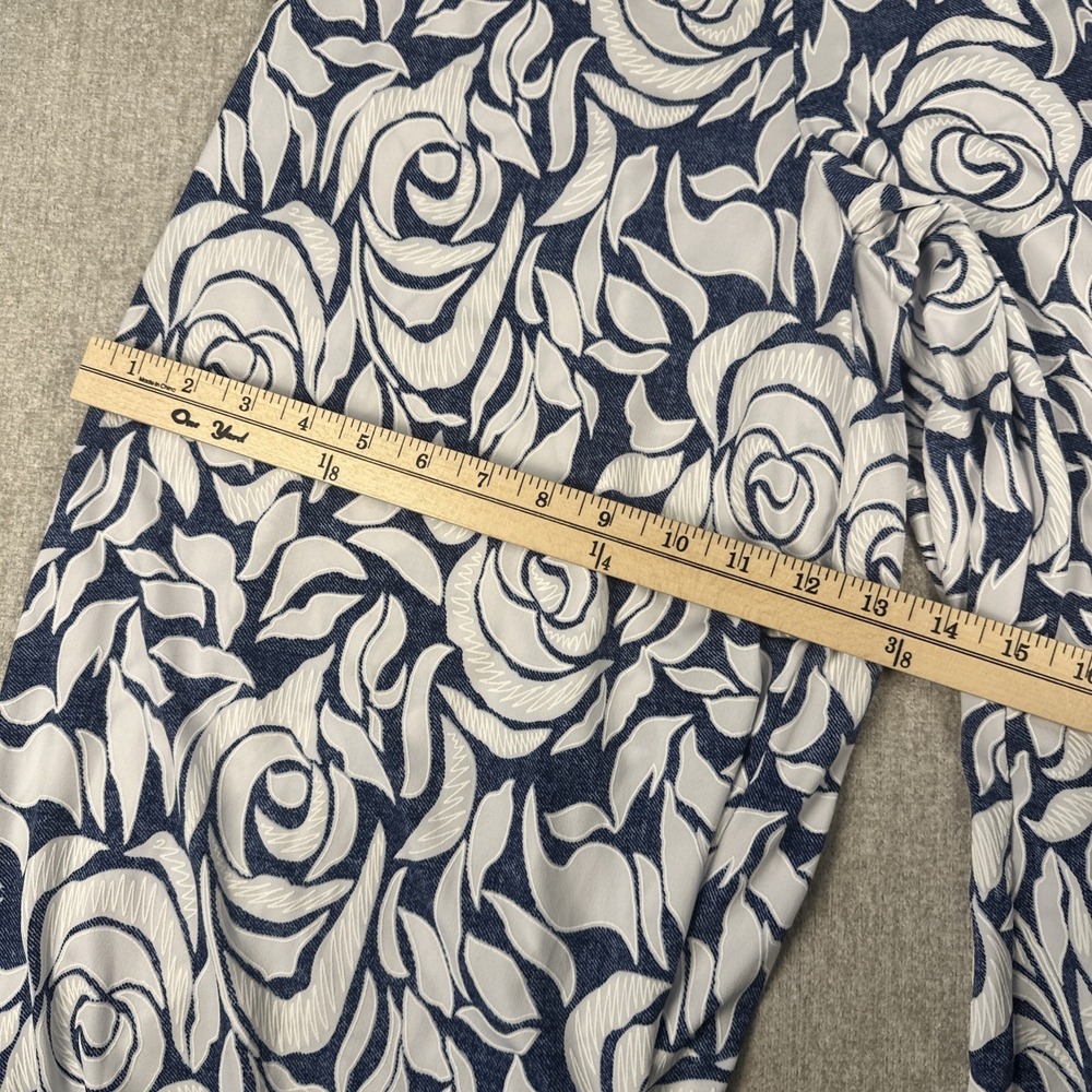 Coco Bianco Wide Leg Pants Blue & White Floral Women 8 Stretch Palazzo Boho USA - Picture 6 of 10